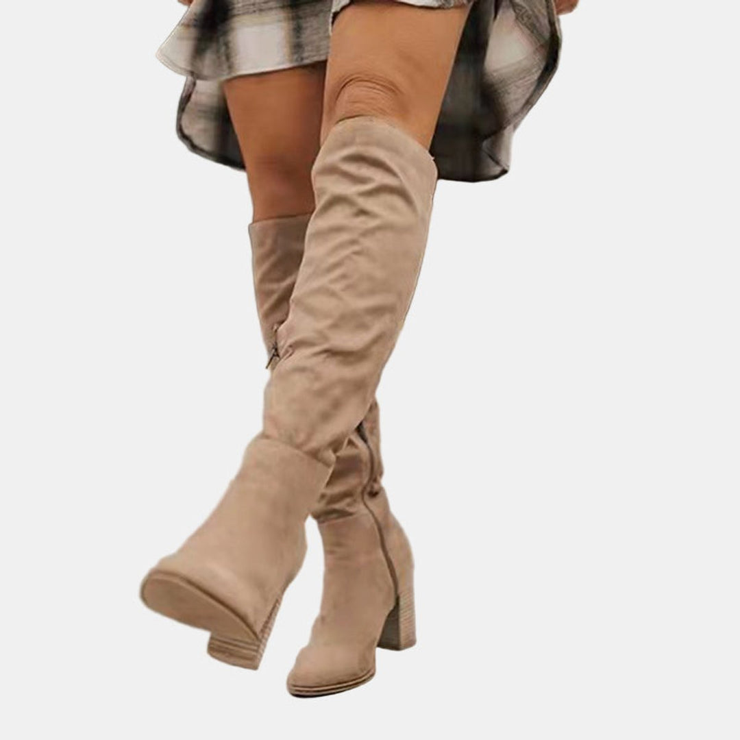 Fernanda – Women's Block Heel Suede-Look Over-the-Knee Boots