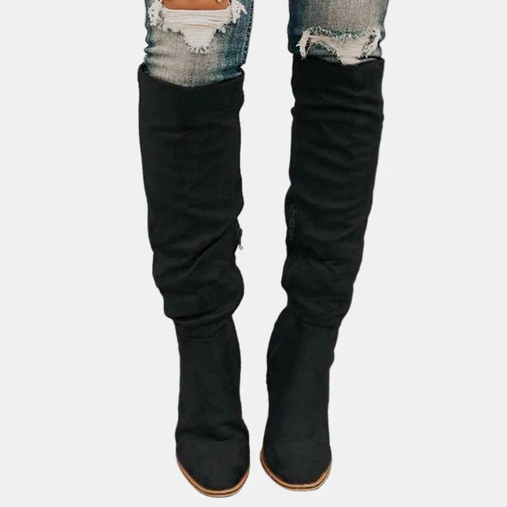 Fernanda – Women's Block Heel Suede-Look Over-the-Knee Boots