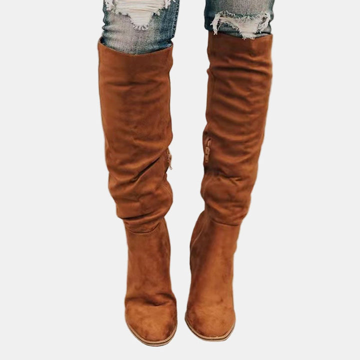 Fernanda – Women's Block Heel Suede-Look Over-the-Knee Boots