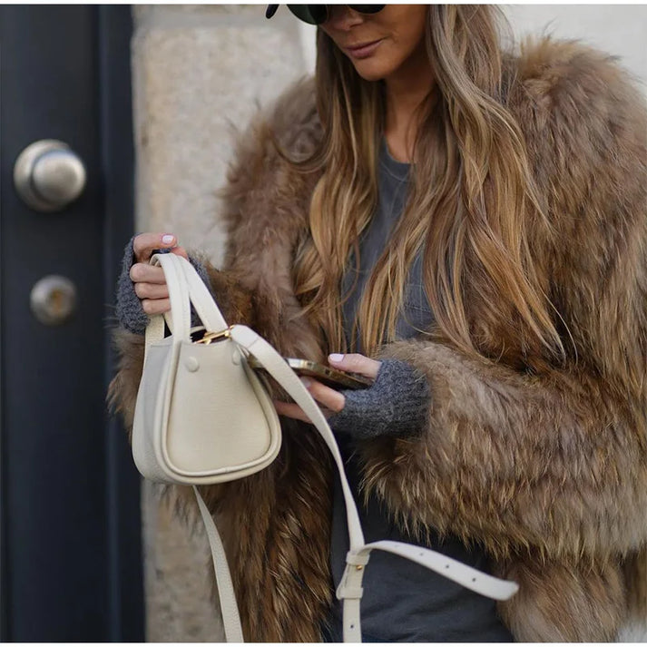 Filippa – Women's Oversized Faux Fur-Look Jacket with Rounded Sleeves