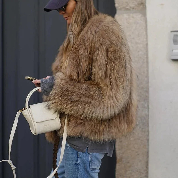 Filippa – Women's Oversized Faux Fur-Look Jacket with Rounded Sleeves
