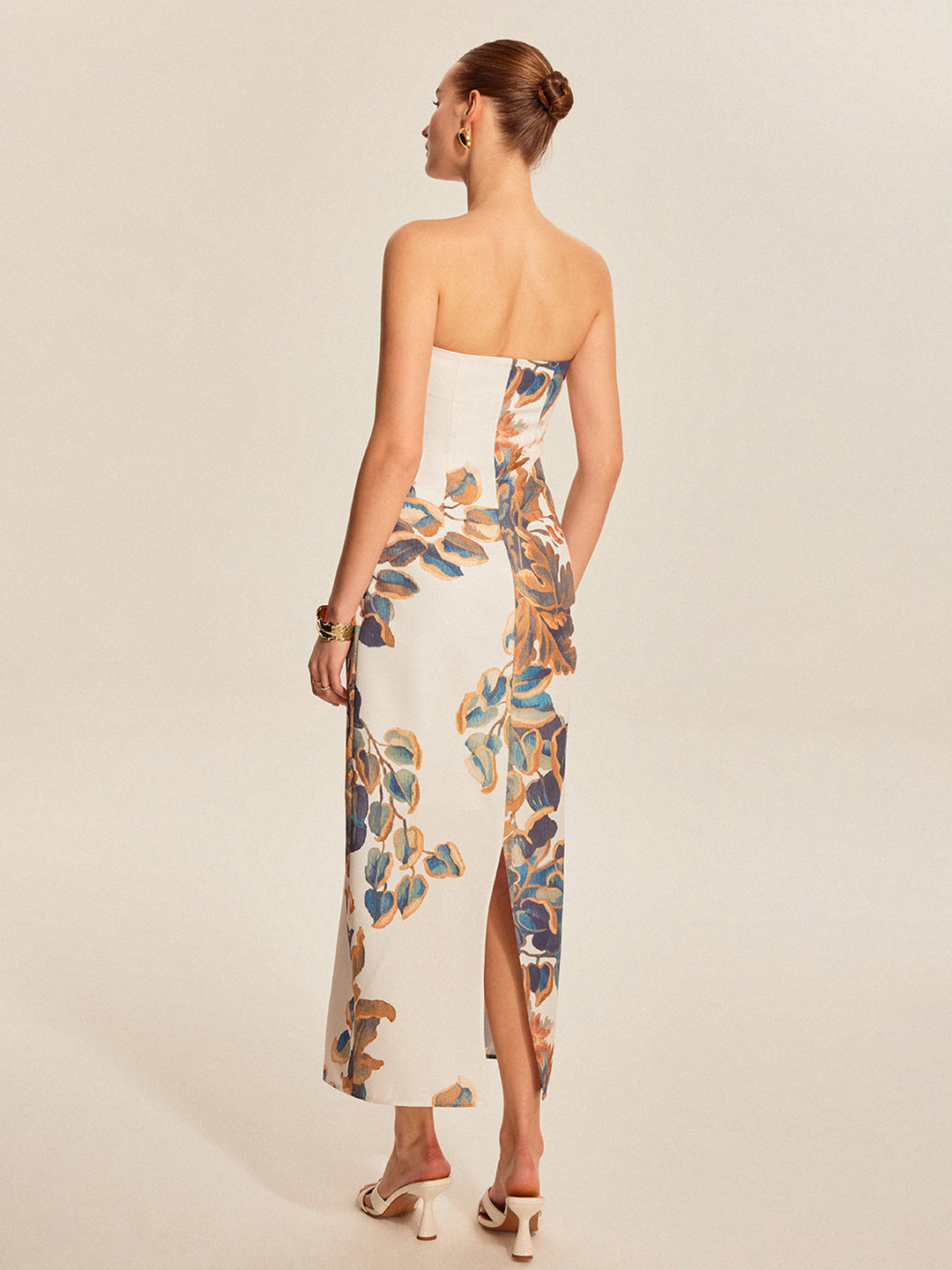 Pearl – Strapless Floral Midi Dress