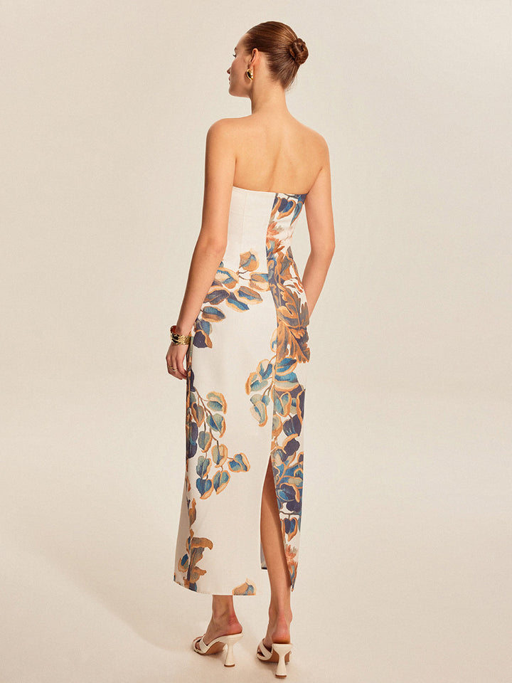 Pearl – Strapless Floral Midi Dress