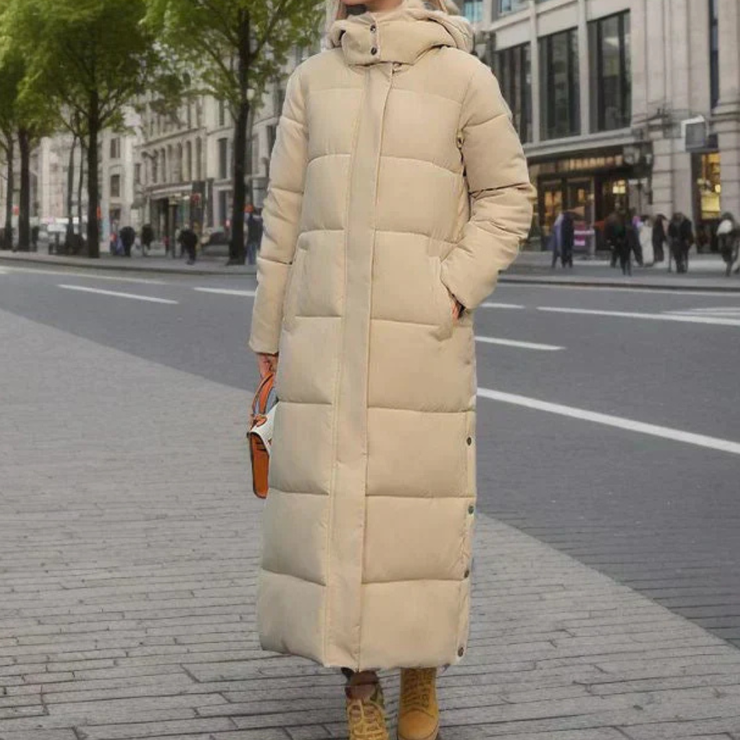 Florinda | Women's Long Puffer Coat – Hooded Winter Jacket - Black - Image 5