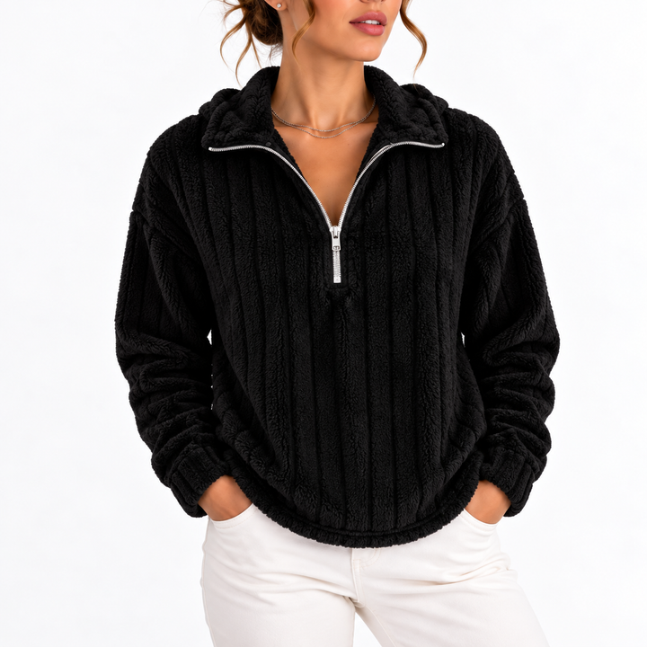Francesca – Women's Ribbed Plush Half-Zip Pullover