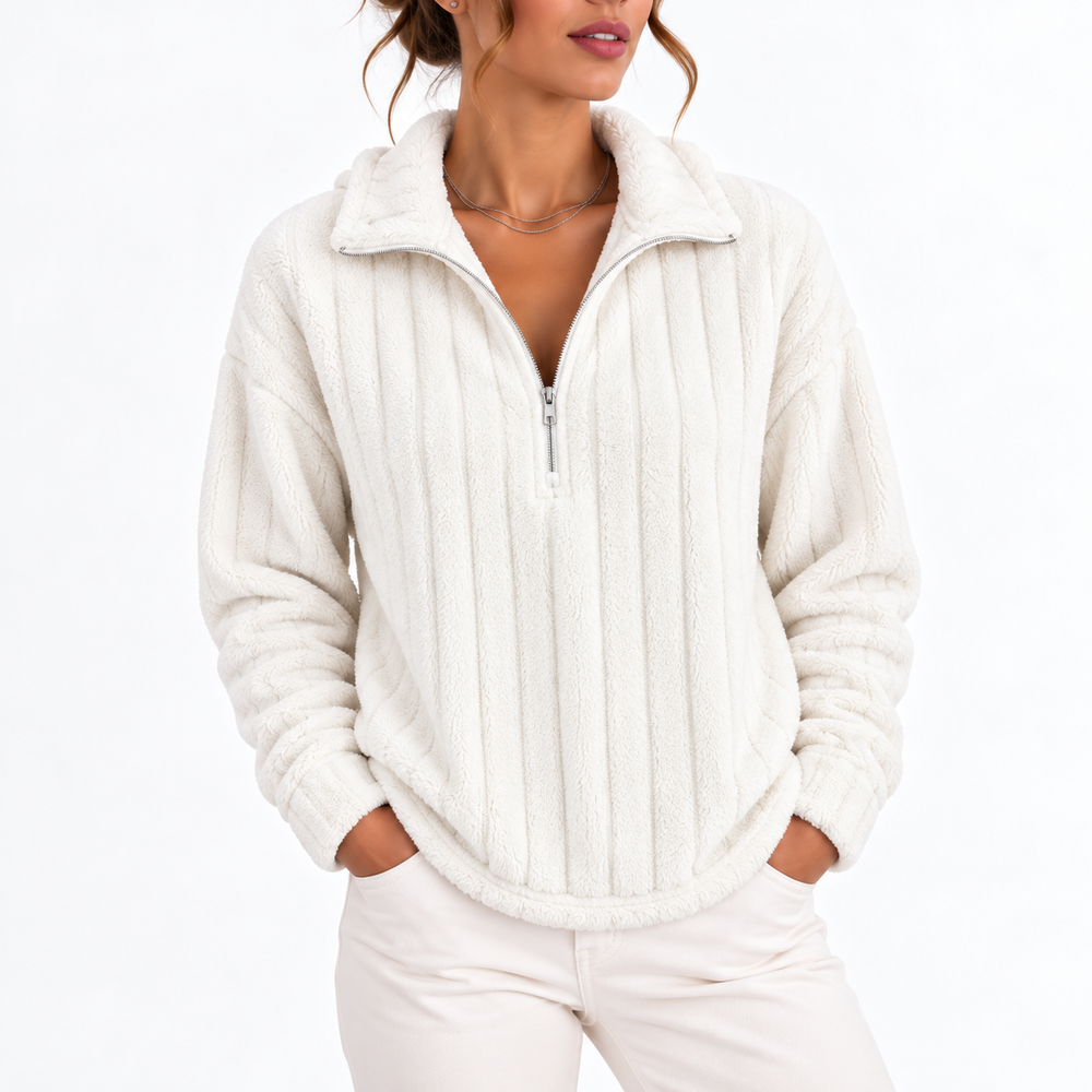 Francesca – Women's Ribbed Plush Half-Zip Pullover