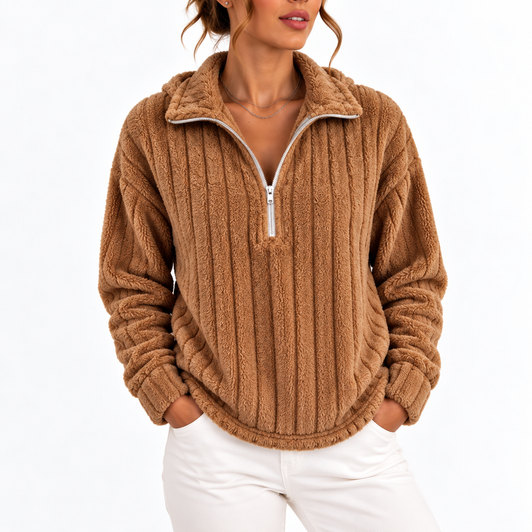 Francesca – Women's Ribbed Plush Half-Zip Pullover
