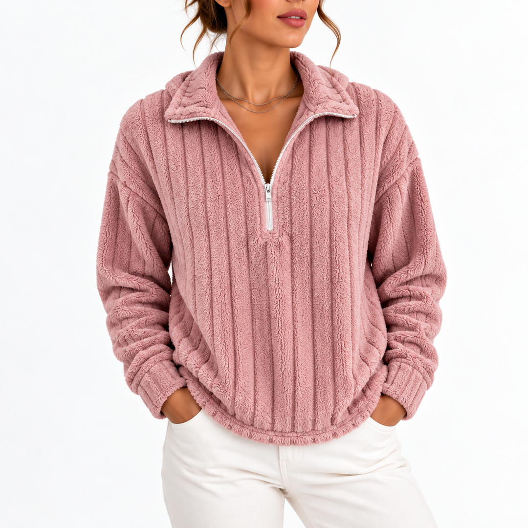 Francesca – Women's Ribbed Plush Half-Zip Pullover