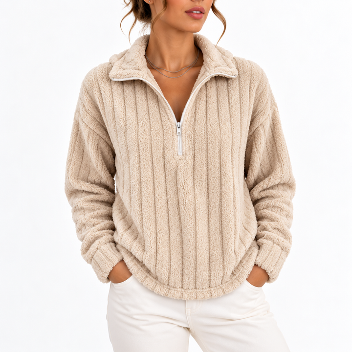 Francesca – Women's Ribbed Plush Half-Zip Pullover