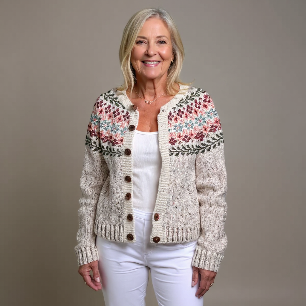 Elyse – Button-Front Patterned Cardigan for Women