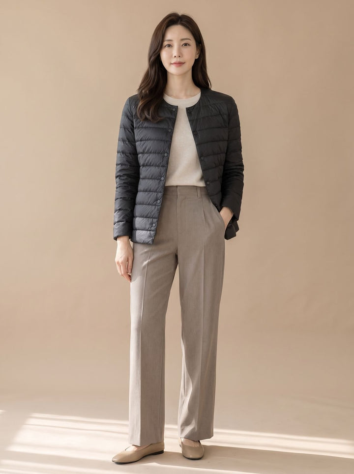 Ginny – Women's Collarless Lightweight Puffer Jacket