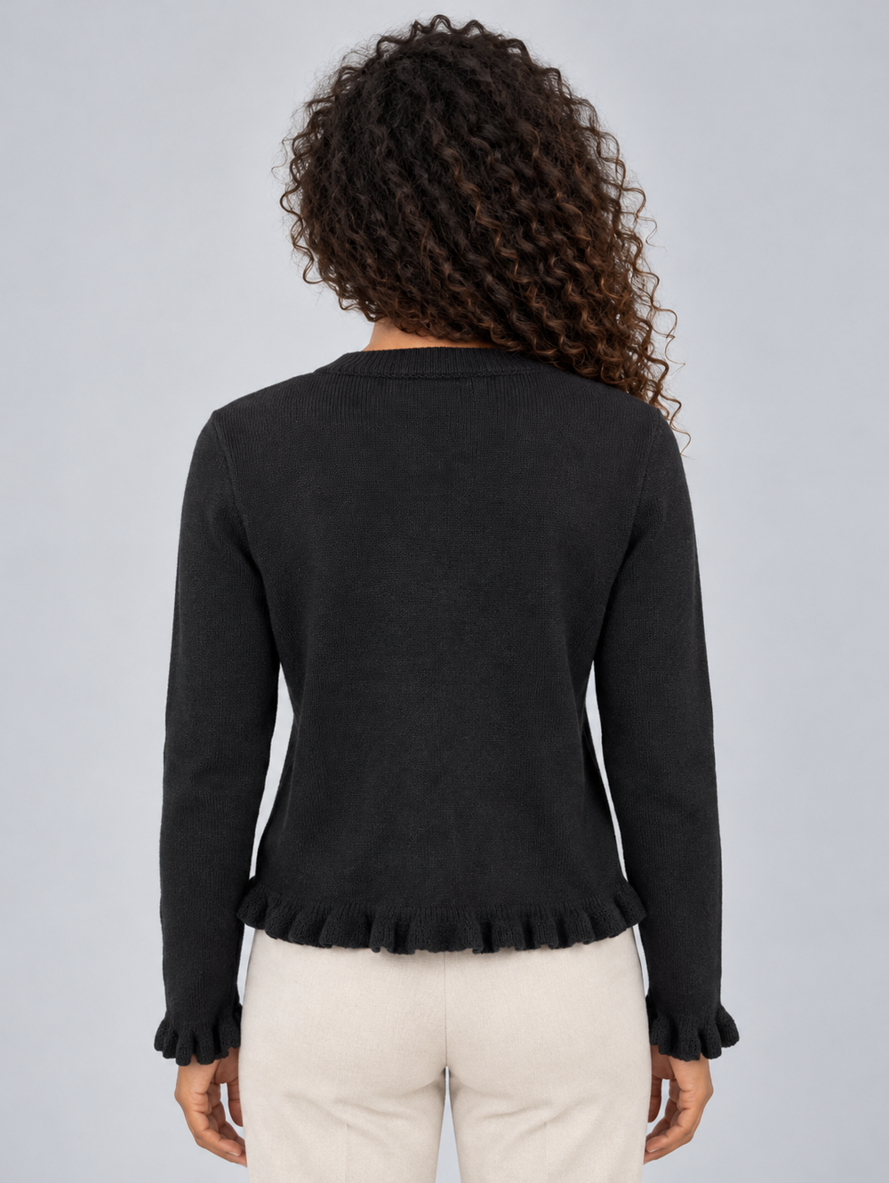 Goldie – Women's Ruffle Hem Button-Front Cardigan