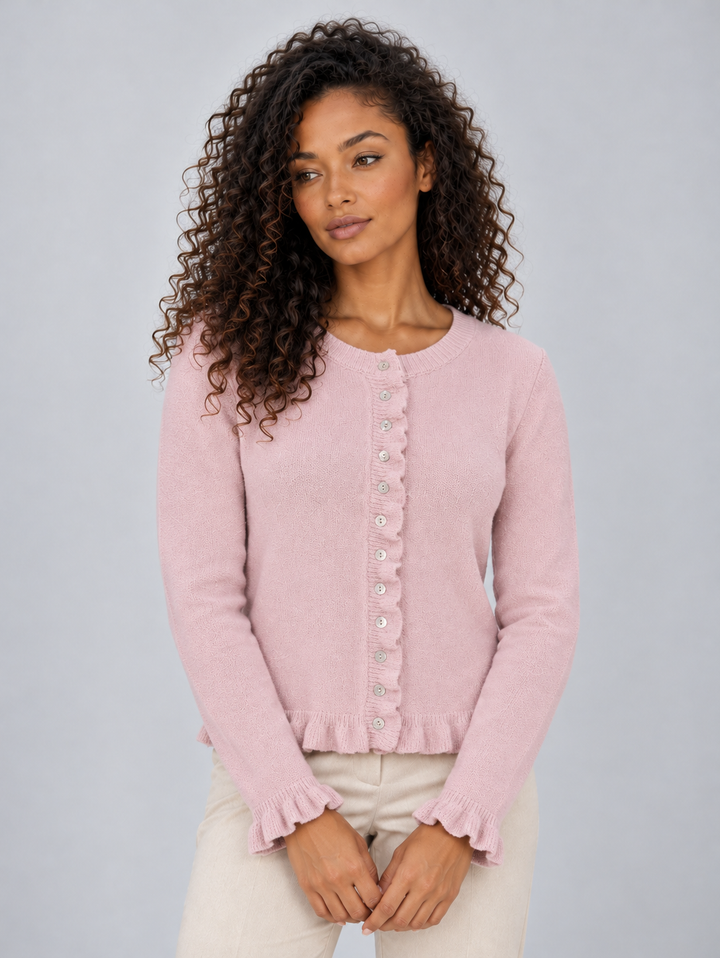 Goldie – Women's Ruffle Hem Button-Front Cardigan