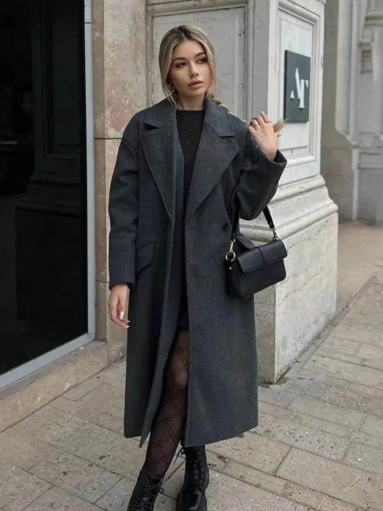 Greer – Women's Oversized Double-Breasted Wool-Look Coat