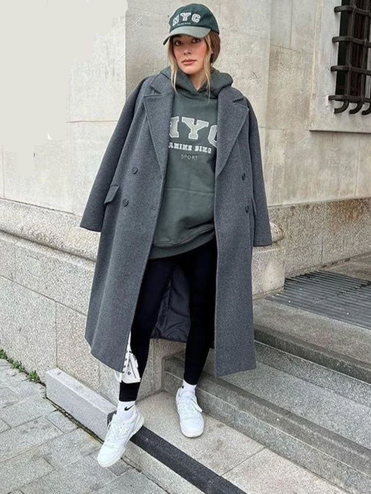 Greer – Women's Oversized Double-Breasted Wool-Look Coat