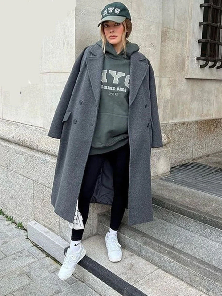 Greer – Women's Oversized Double-Breasted Wool-Look Coat
