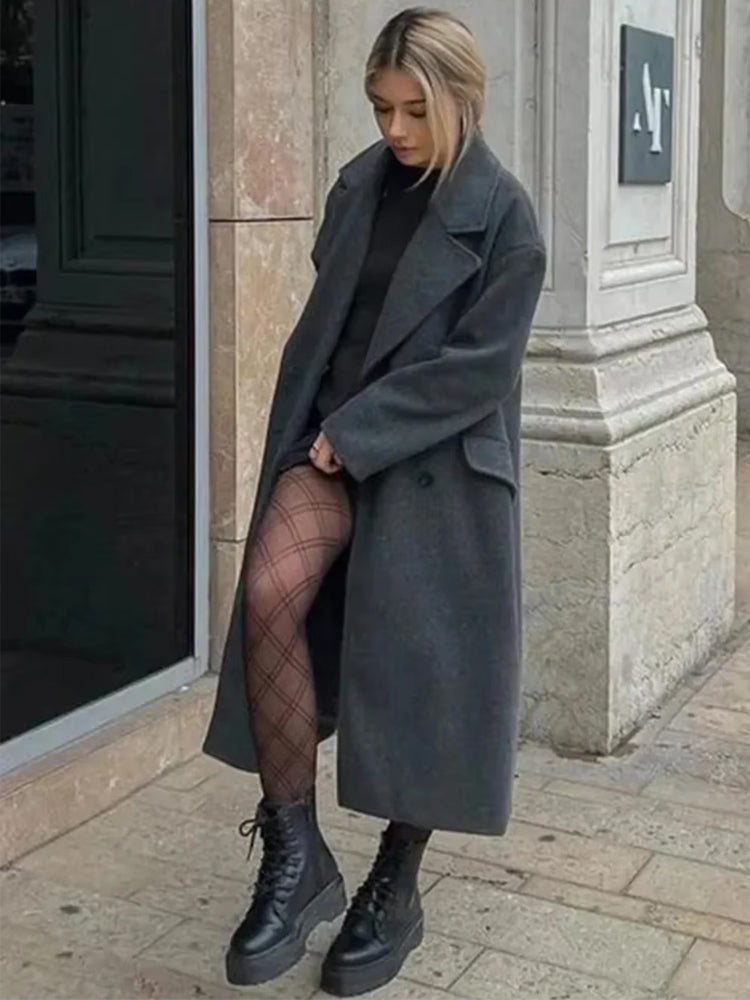 Greer – Women's Oversized Double-Breasted Wool-Look Coat