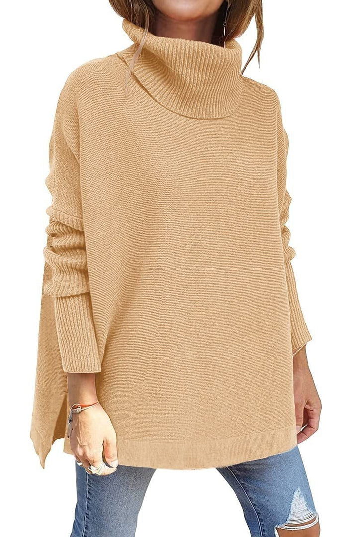 Oversized Roll Neck Jumper for Women - Brown