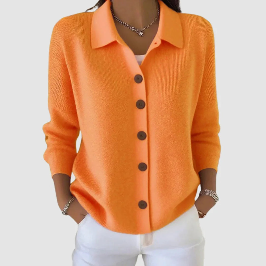 Halina – Women's Collared Button-Front Cardigan Sweater