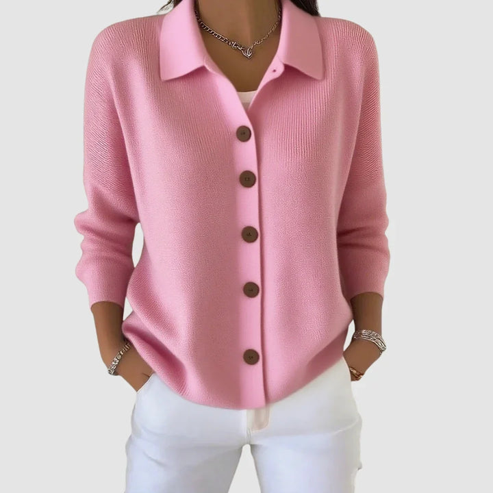 Halina – Women's Collared Button-Front Cardigan Sweater