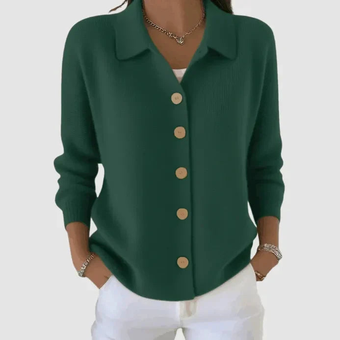 Halina – Women's Collared Button-Front Cardigan Sweater