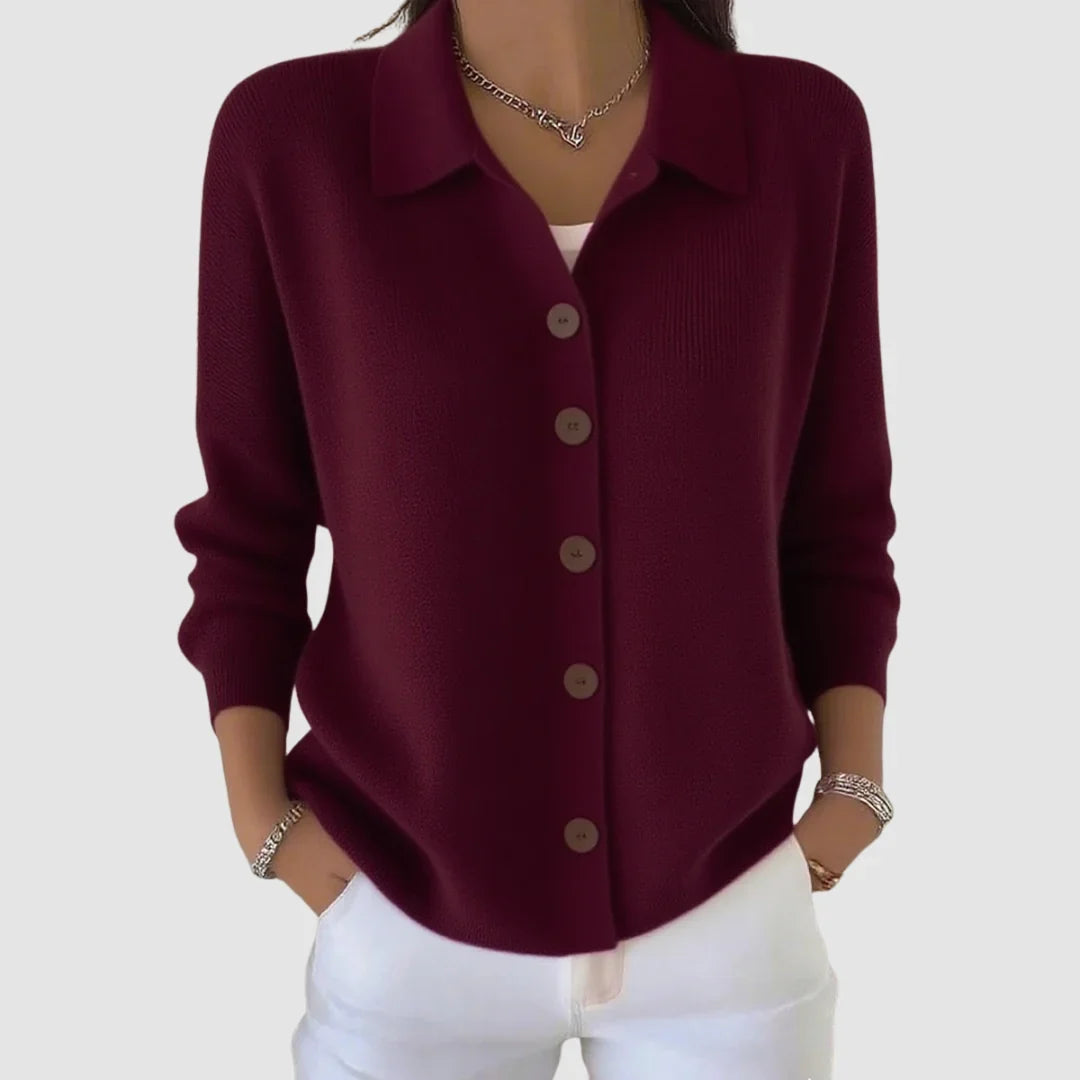 Halina – Women's Collared Button-Front Cardigan Sweater