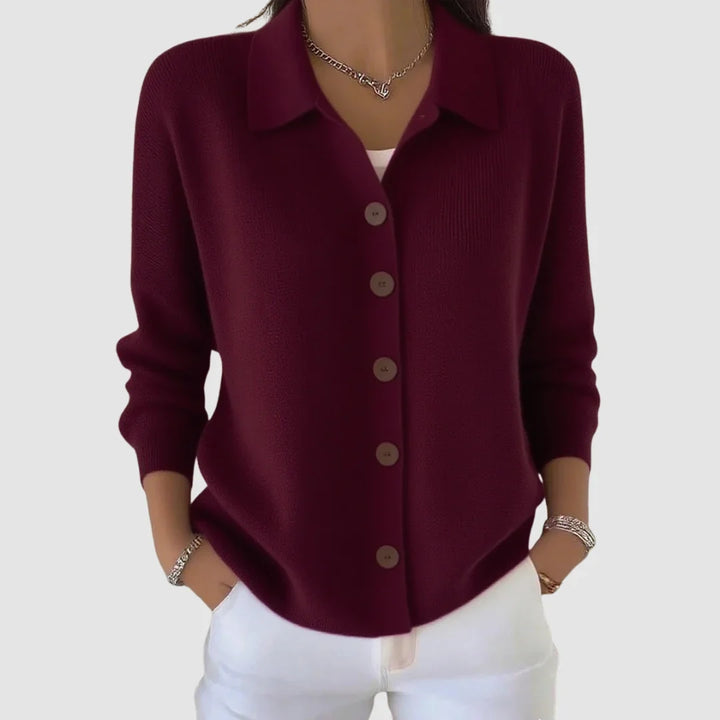 Halina – Women's Collared Button-Front Cardigan Sweater
