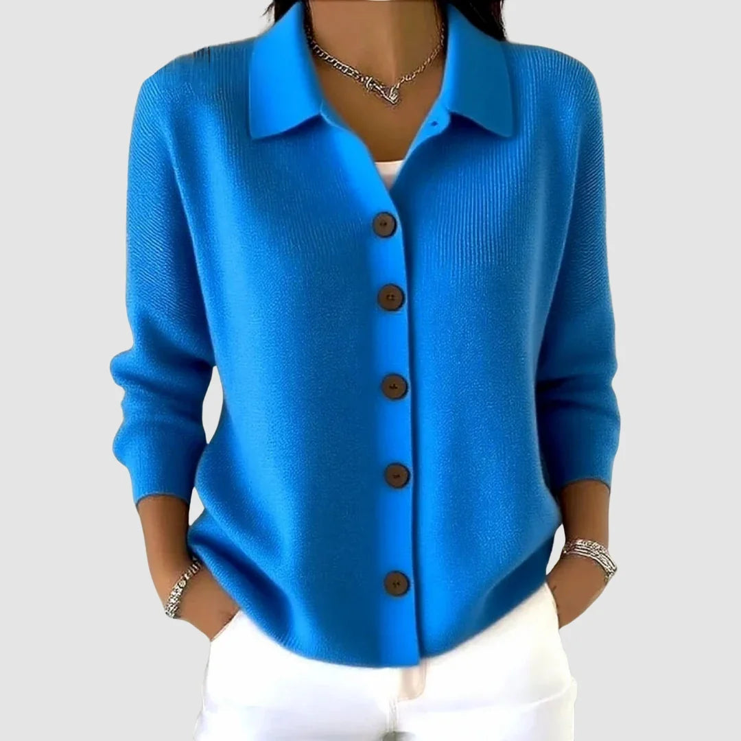 Halina – Women's Collared Button-Front Cardigan Sweater