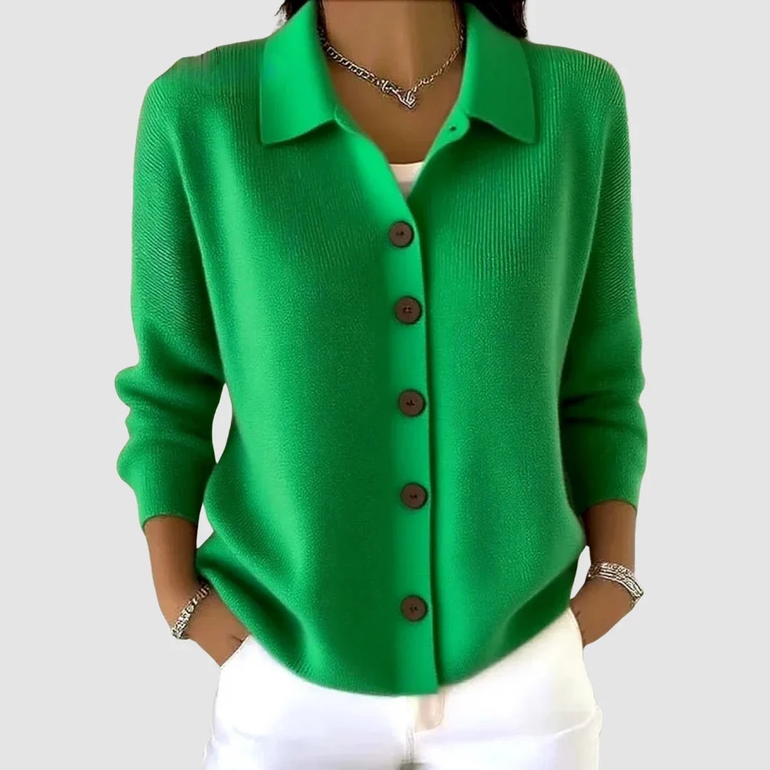 Halina – Women's Collared Button-Front Cardigan Sweater