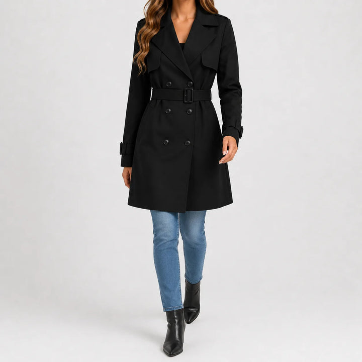 Hallie – Women's Double-Breasted Belted Trench Coat