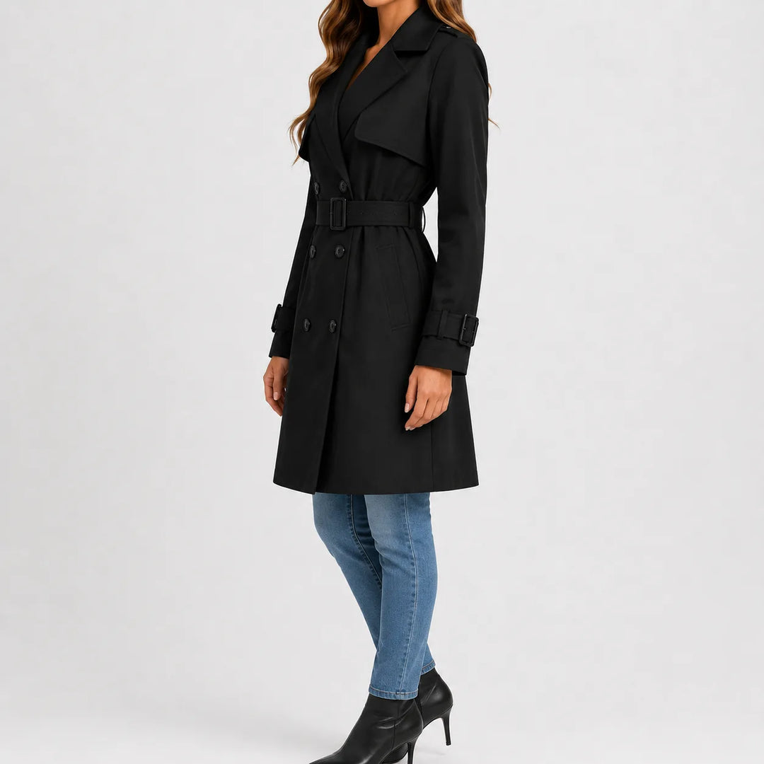 Hallie – Women's Double-Breasted Belted Trench Coat