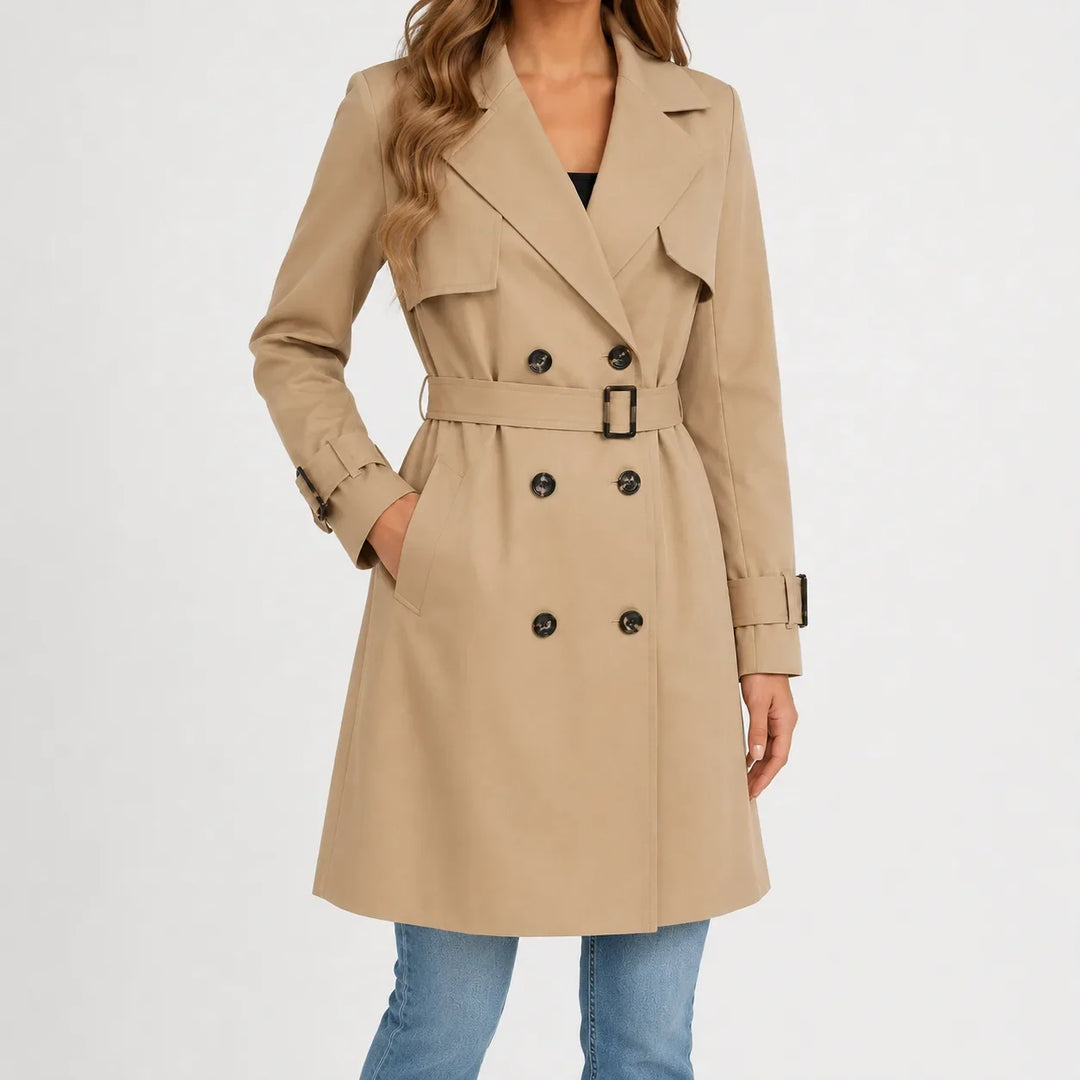 Hallie – Women's Double-Breasted Belted Trench Coat