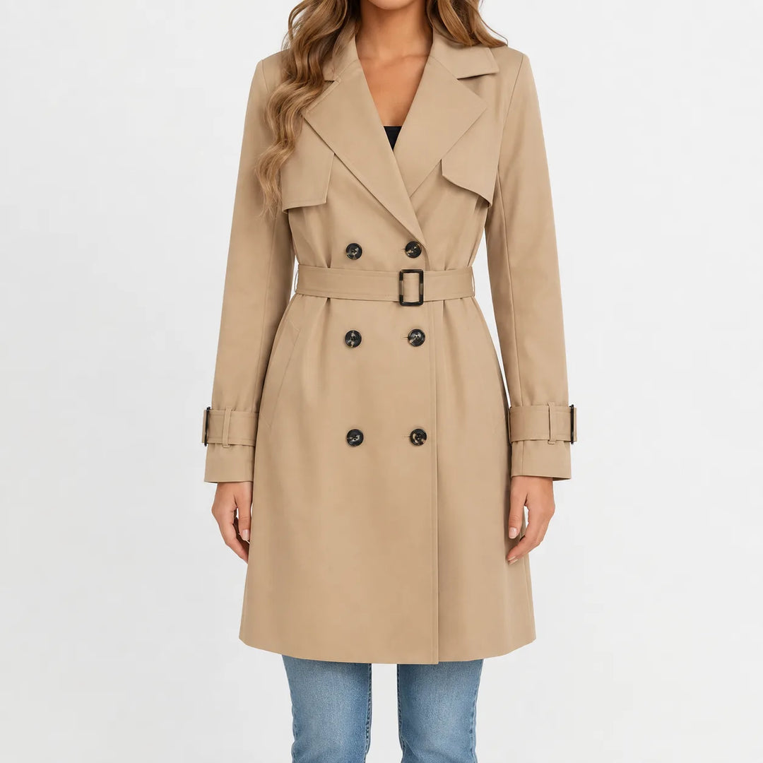 Hallie – Women's Double-Breasted Belted Trench Coat
