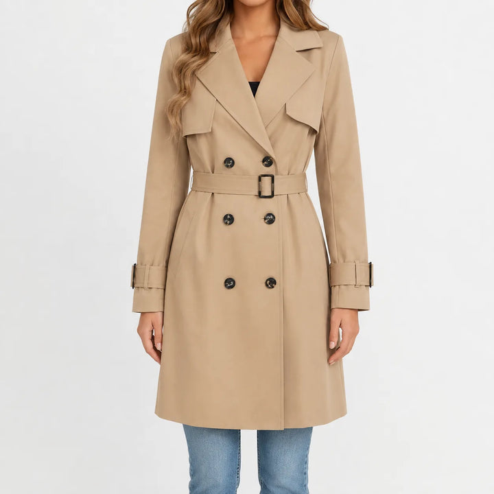 Hallie – Women's Double-Breasted Belted Trench Coat