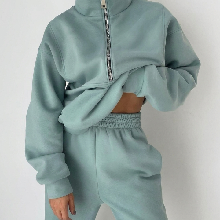 Elisabetta – Half-Zip Cropped Jogger Set for Women