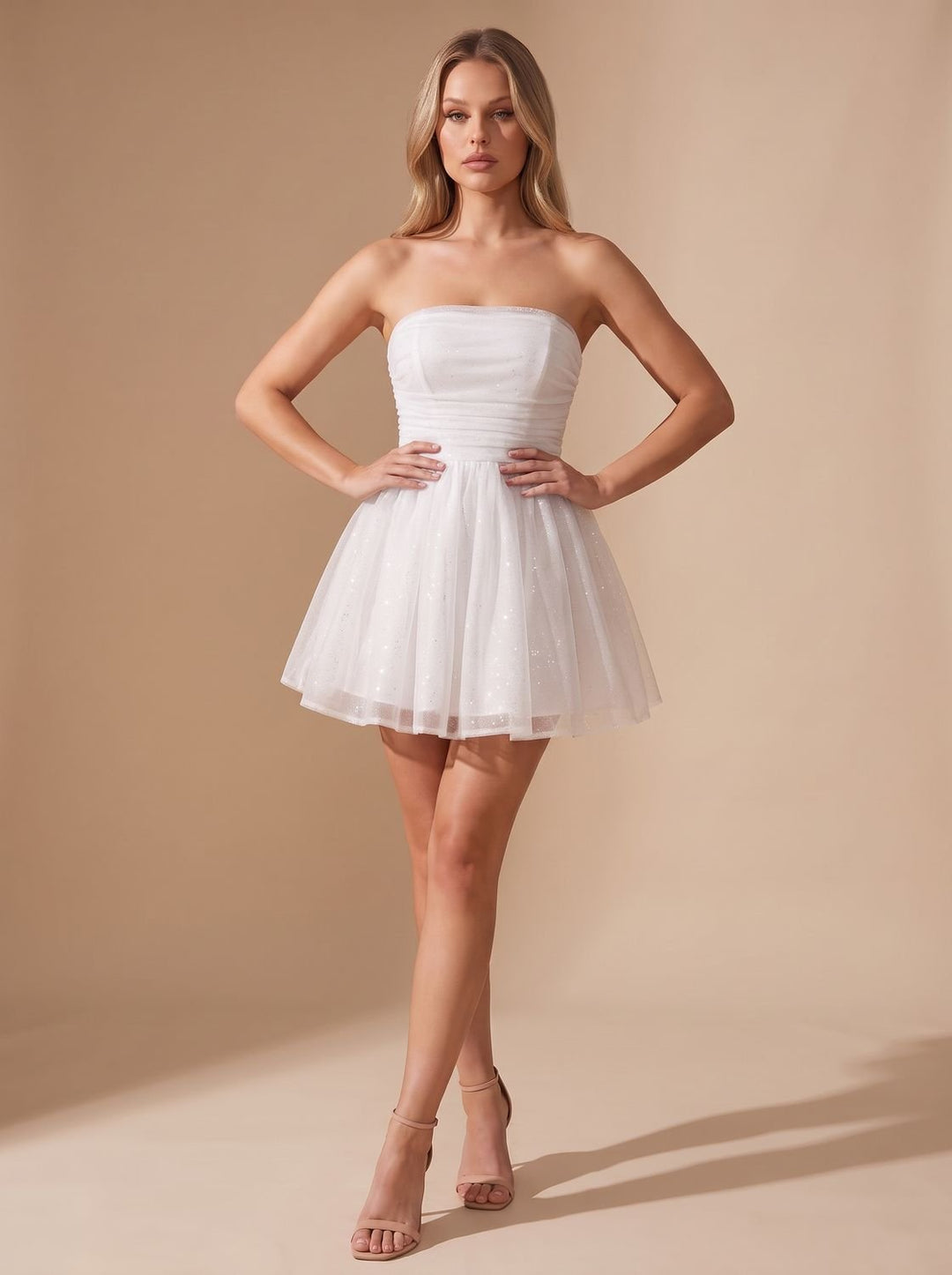 Hollis – Women's Strapless Glitter Mini Dress with Back Bow