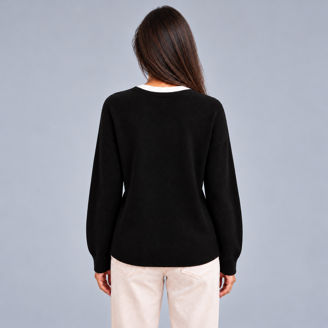 Ida – Women's Button-Front Crewneck Layered Cardigan