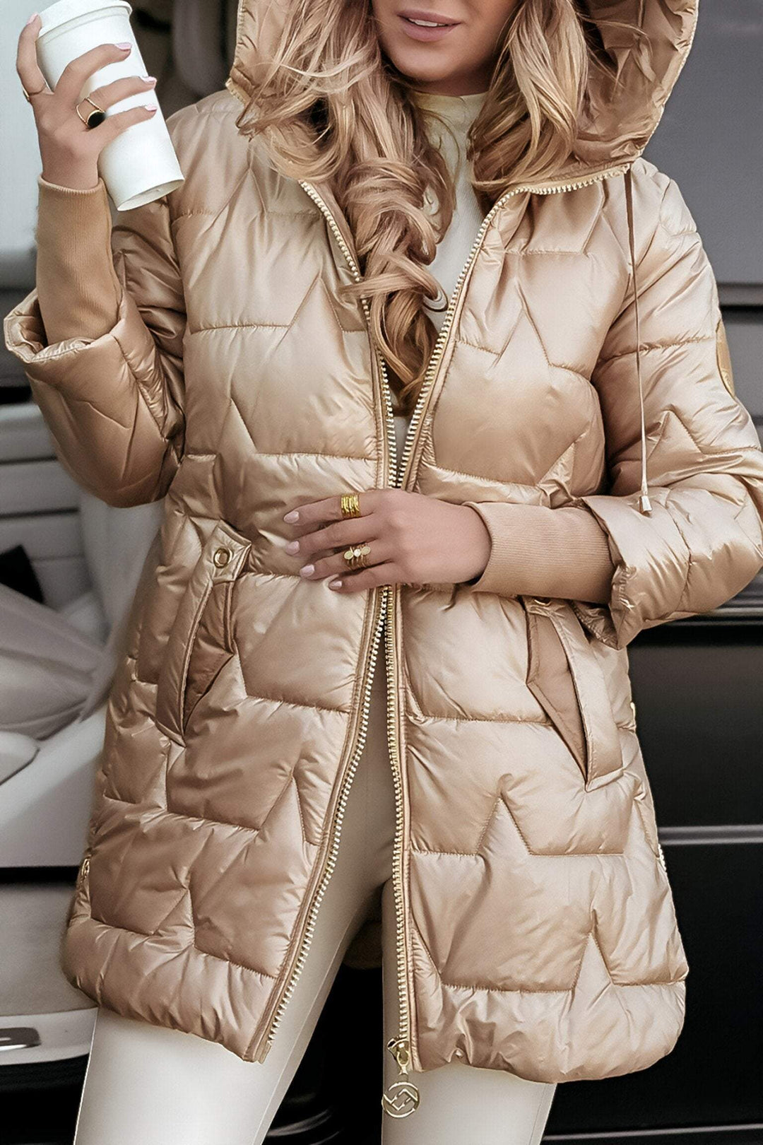 Riya – Longline Hooded Puffer Jacket for Women