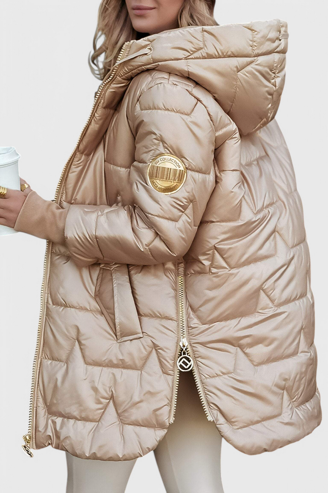 Demelza – Hooded Longline Puffer Coat for Women