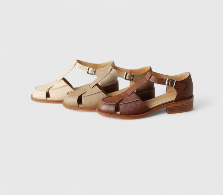 Rosalind – Closed Toe Fisherman Sandals with Block Heel