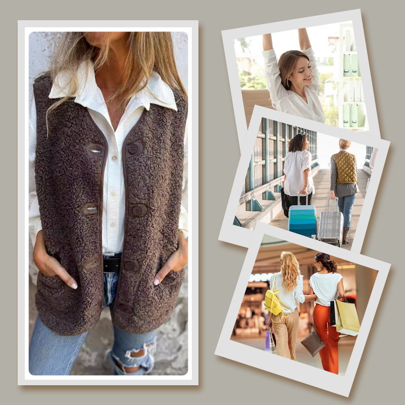 Sunny – Button-Front Teddy Vest for Women