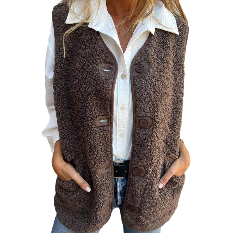 Sunny – Button-Front Teddy Vest for Women