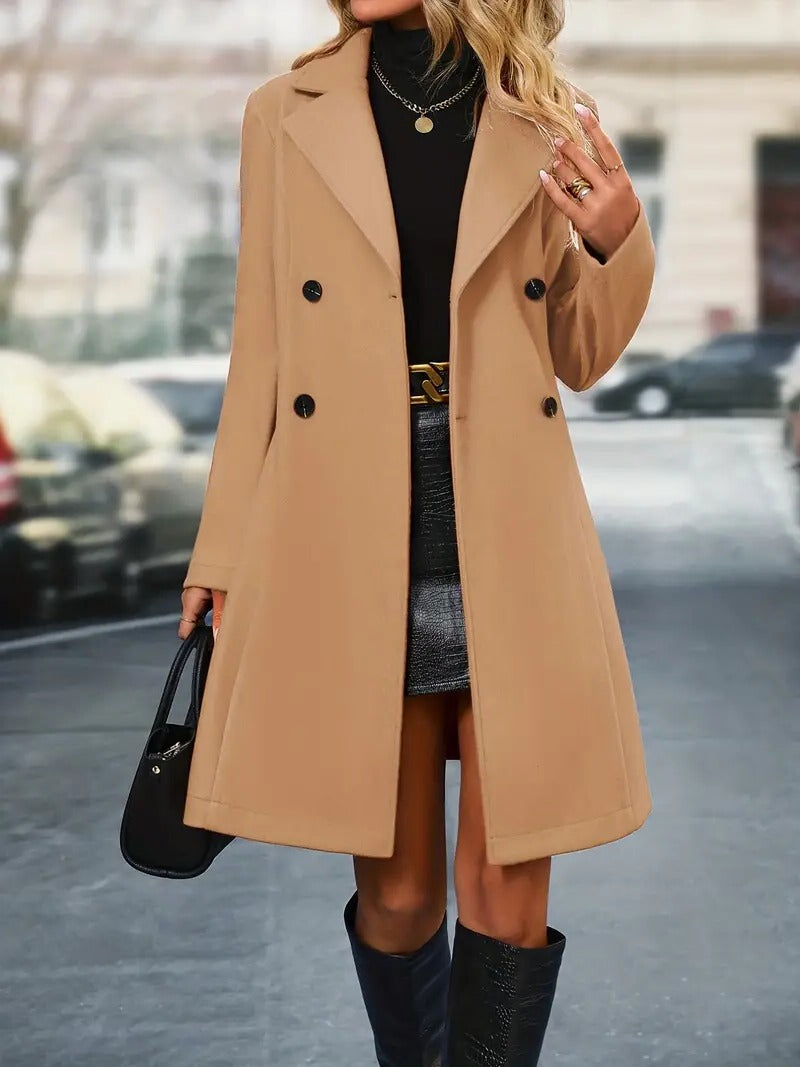 Madalena – Double-Breasted Longline Coat for Women