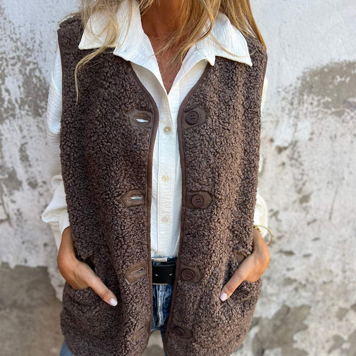 Sunny – Button-Front Teddy Vest for Women