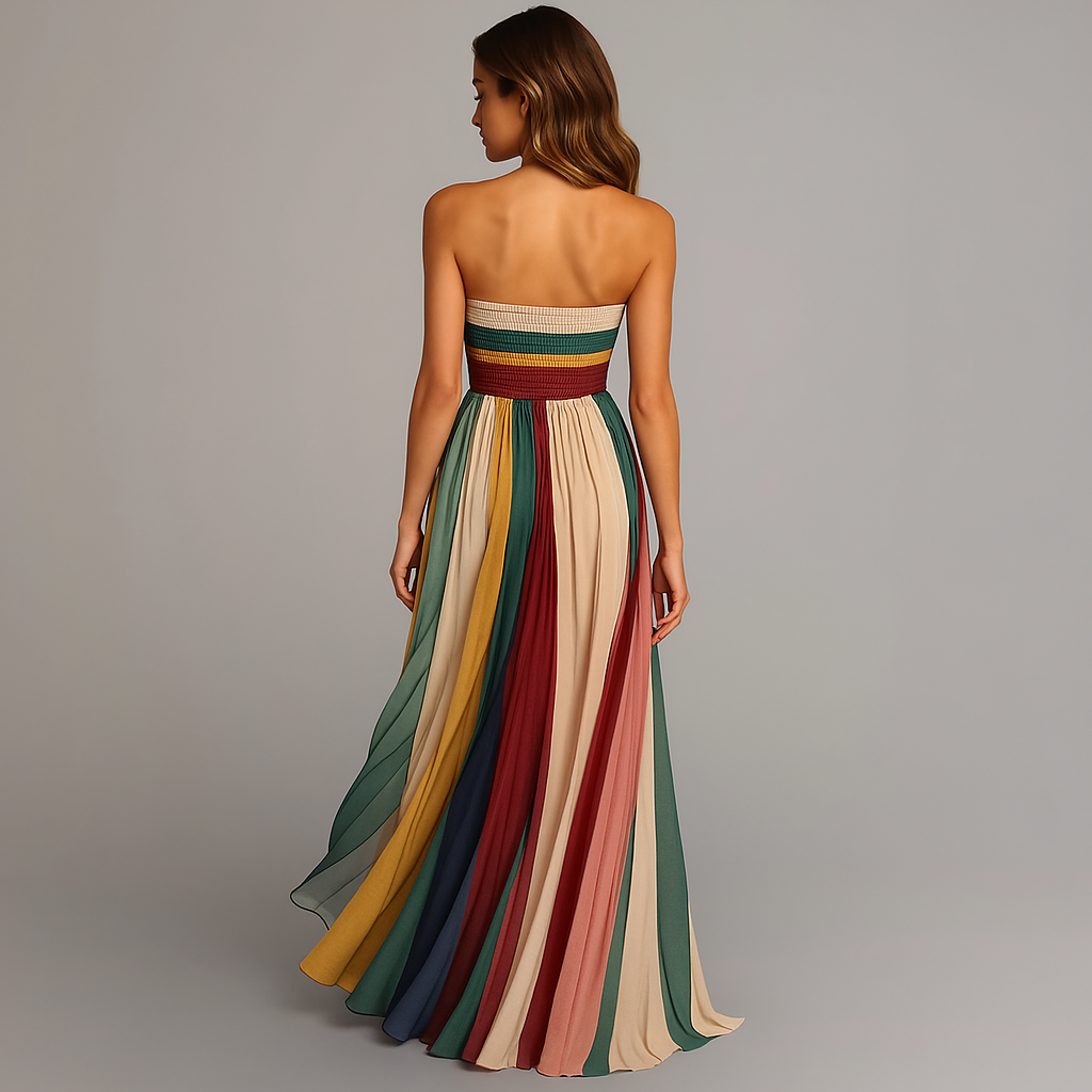 Margaret | Elegant Pleated Strapless Maxi Dress