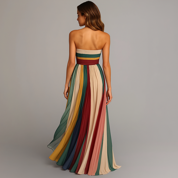 Margaret | Elegant Pleated Strapless Maxi Dress