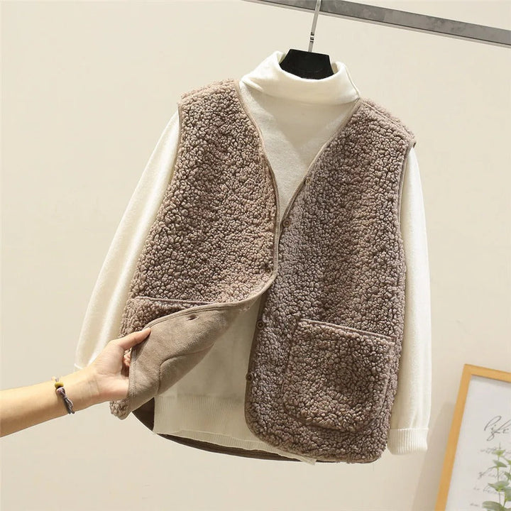 Stacey – Sherpa Hip-Length Vest for Women