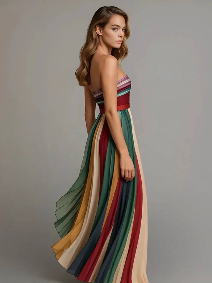 Myra – Strapless Pleated Maxi Dress