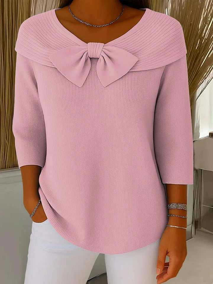 Ximena – Bow Neck Portrait Collar Sweater for Women