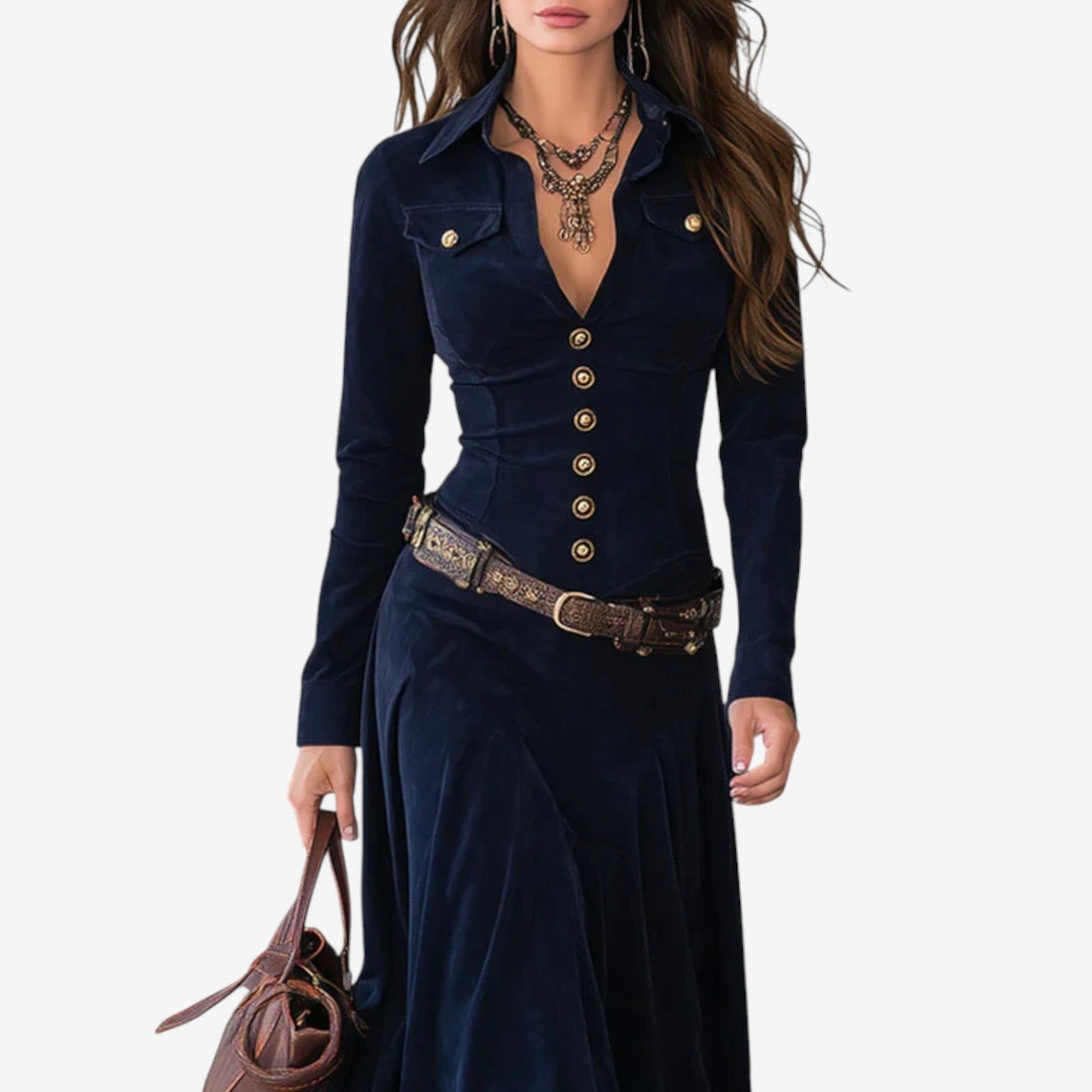 Nellie – Collared Button-Front Shirt Dress for Women